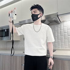 高级感提花面料短袖T恤男痞帅社会小伙半袖，男装T恤，星座301C（原B323）