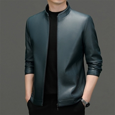 皮衣中青年男士秋冬季休闲机车服新款商务立领加绒皮夹克外套男装，男装皮衣，电商B212（原钱塘6029）