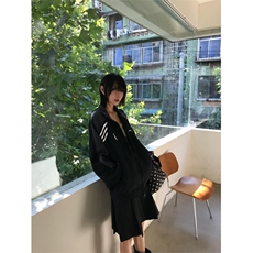 新款原宿简约原版370克拼接插肩袖立领卫衣日系时尚潮流文艺慵懒，男装T恤，星座506A