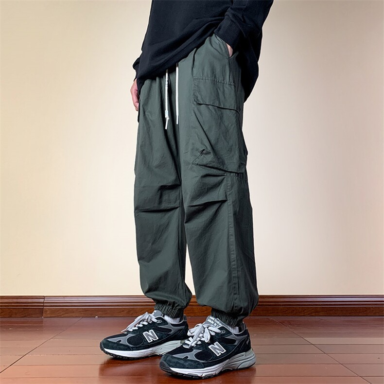 纯棉水洗梭织裤全包边新款阔腿束脚休闲裤男K23143-P50控68,男装休闲裤,星座717