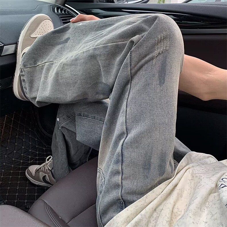 潮牌泼墨牛仔裤男女美式高街休闲长裤宽松直筒裤子K70716P47网图,男装牛仔裤,电商B245