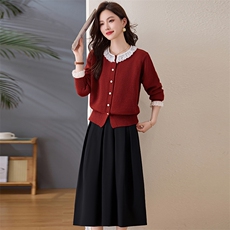 欣贝拉春装新款轻熟风甜美2026年春季女两件套针织裙子【现货】，女装套装/套裙，欣贝拉