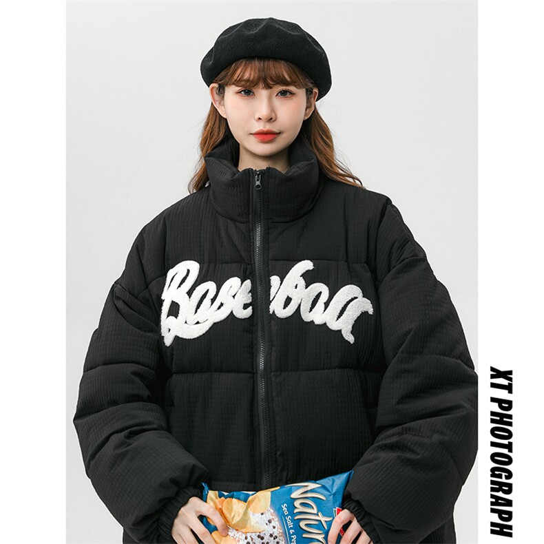 中性风2023冬季新款情侣毛巾绣棉衣立领加厚潮牌棉服MYTC157P95,男装棉衣,电商B220