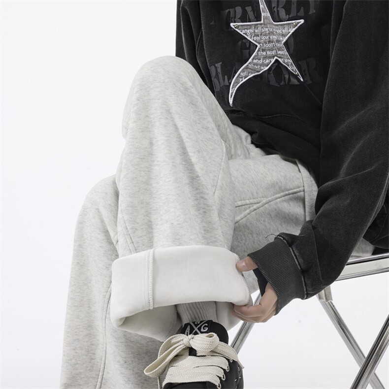 浅灰色cleanfit弯刀卫裤男款春秋美式复古2025新款hiphop休闲裤子,男装休闲裤,星座209-2