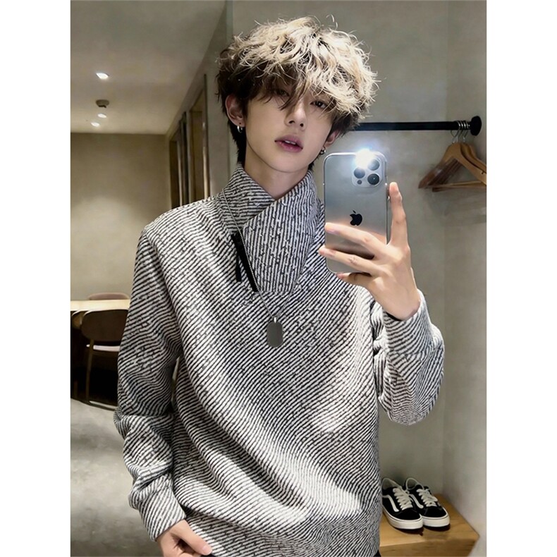 (有原版亮片)条纹交叉V领卫衣XZ514-2-HWY70-常规P25加绒P30，男装卫衣，星座514-2(原B239)