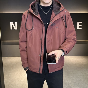 秋冬新款二棉加棉夹克连帽冲风衣男士外套棉服7M23-P120图片