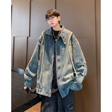 DN8617-P78美式复古牛仔外套男潮流小众机车夹克男情侣潮春秋休闲，男装夹克，星座603-2
