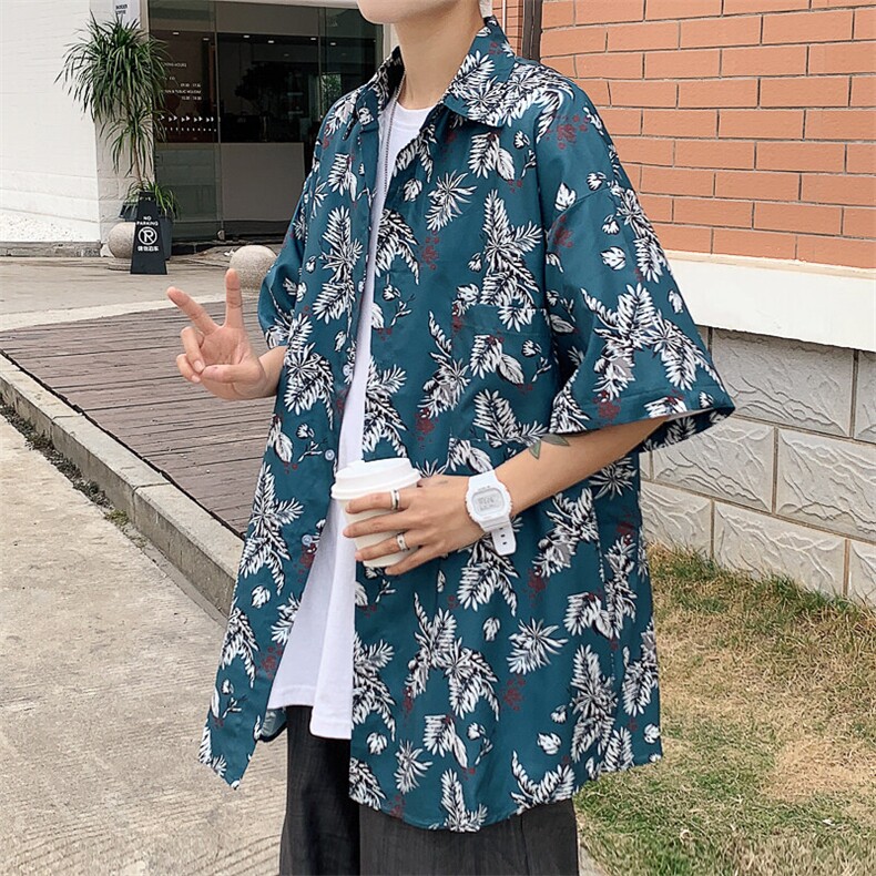 特P29控58夏季冰丝港风男宽松版扎染短袖衬衫CS10,男装T恤,电商B370