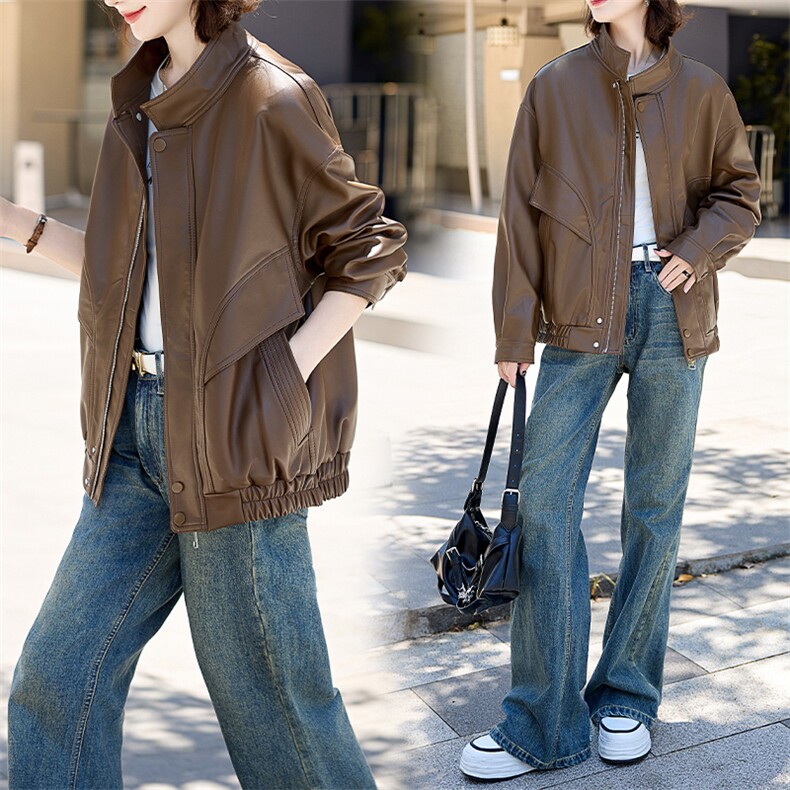 现货2024新美拉德穿搭口碑仿羊皮宝藏私服C位复古皮衣外套女秋冬,女装皮衣,美拉德工厂直营店