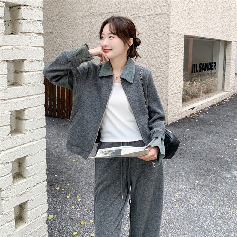 新款冬季牛仔拼接时尚套装2C098-9088P215K318,女装套装/套裙,2C098