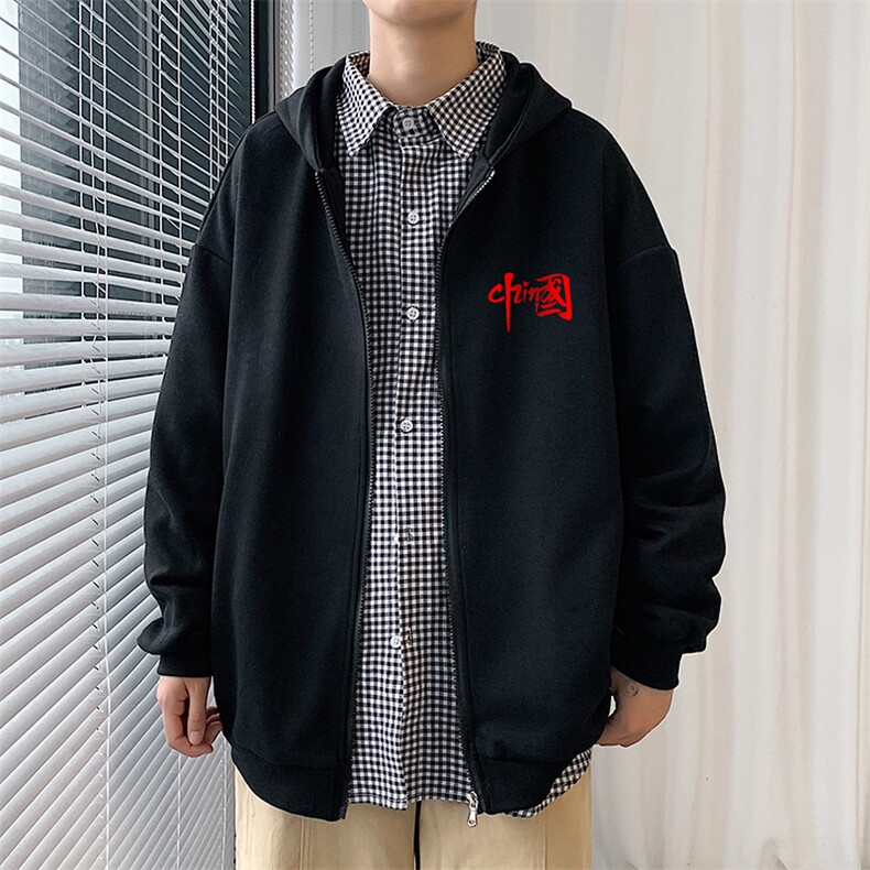 KS21276-P38加绒-P43连帽开衫卫衣男运动外套大码班服,男装卫衣,电商A040