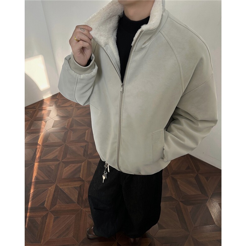 秋冬男士美式高街冬季重磅座山雕貂毛pu皮棉衣男女加厚外套,男装皮衣,电商B319