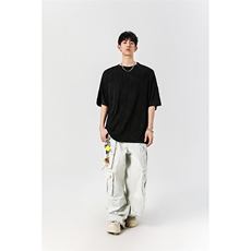 8XL-M特大码夏季短袖冰丝皱感透气T恤男潮垂感宽松半袖DX305P45，男装T恤，电商D206-1