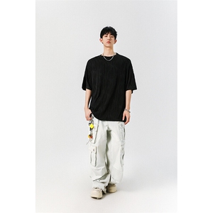 8XL-M 特大码夏季短袖冰丝皱感透气T恤男潮垂感宽松半袖DX305P45图片