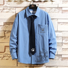 LC42107-P45痞帅领带长袖衬衫男士大码dk制服男jk衬衣男，男装衬衫，电商A040A