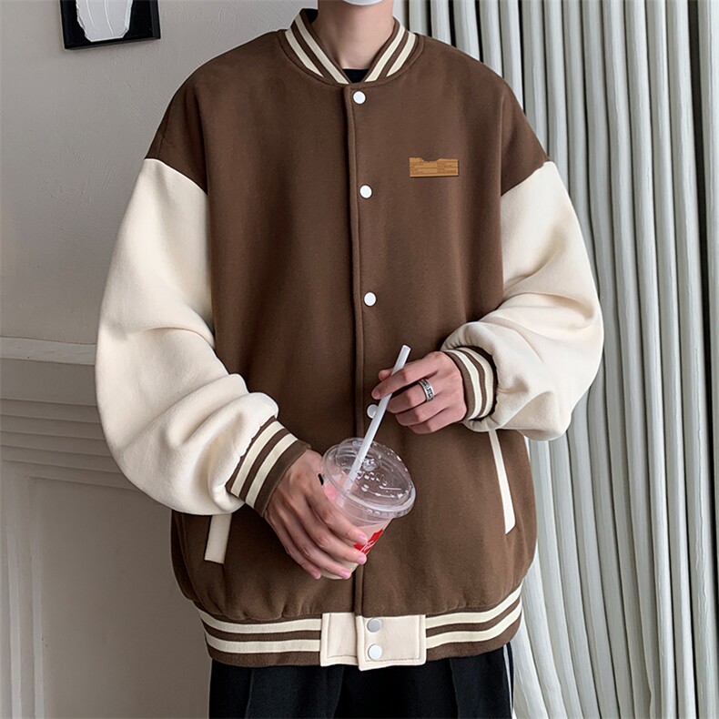 摇粒绒棒球服男大码开衫卫衣男夹克BF86293-P65,男装夹克,电商A040