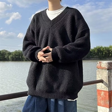 得物品质秋冬款男V领毛衣套头15支高密度鹿毛针织衫外套M5703P55，男装针织衫/毛衣，星座1013-1