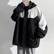 春秋新款男士拼接宽松工装连帽夹克防风防水冲锋衣JK8301-P72，男装夹克，电商B306