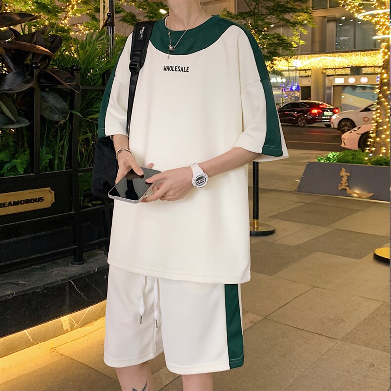直播品质！2023夏季新款男士珠地短袖套装百搭一套TZP002P70图片