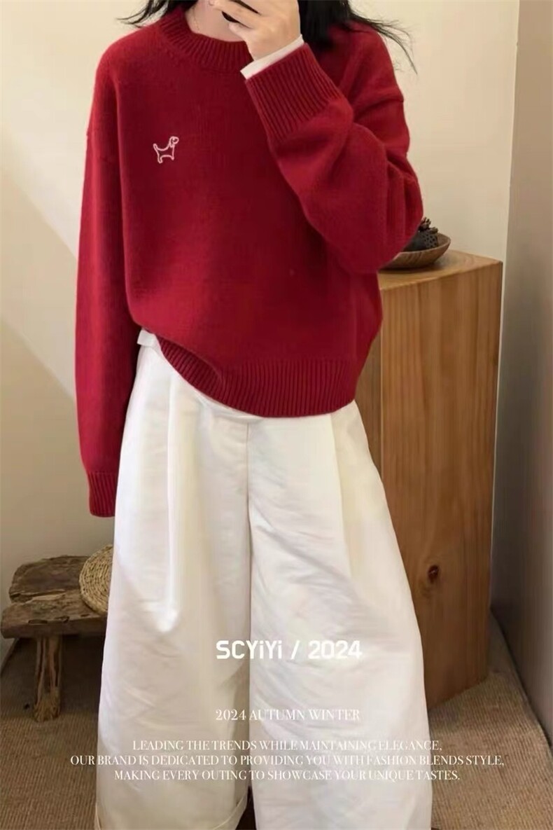 春秋韩版羊毛衫女套头圆领短款宽松百搭打底衫毛衣,女装羊毛衫,梵泰羊绒