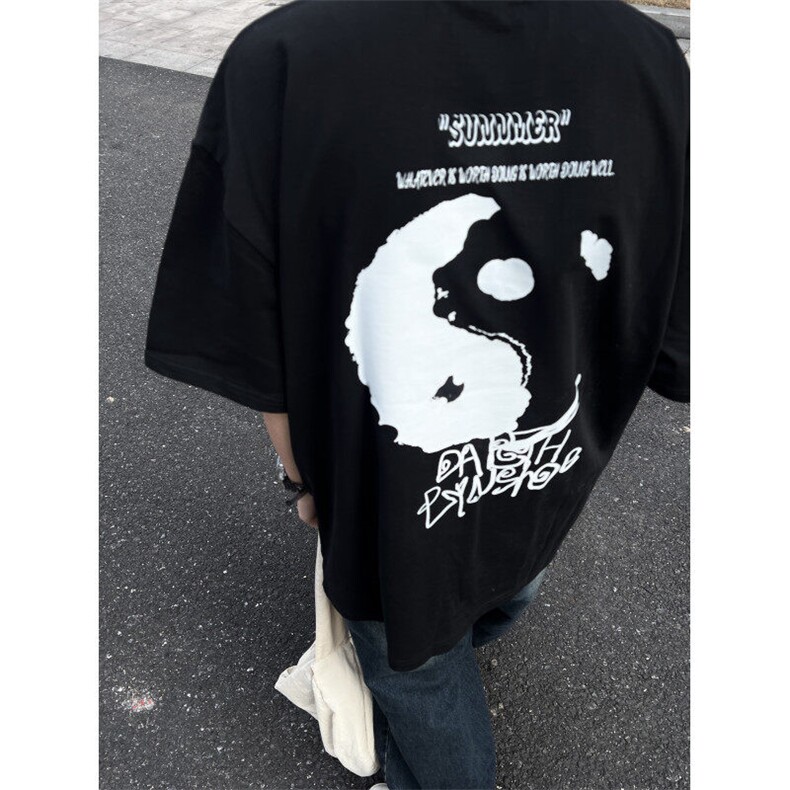 美式高街纯棉小领口短袖oversize280g重磅t恤vibe潮七分袖,男装T恤,星座310A-4