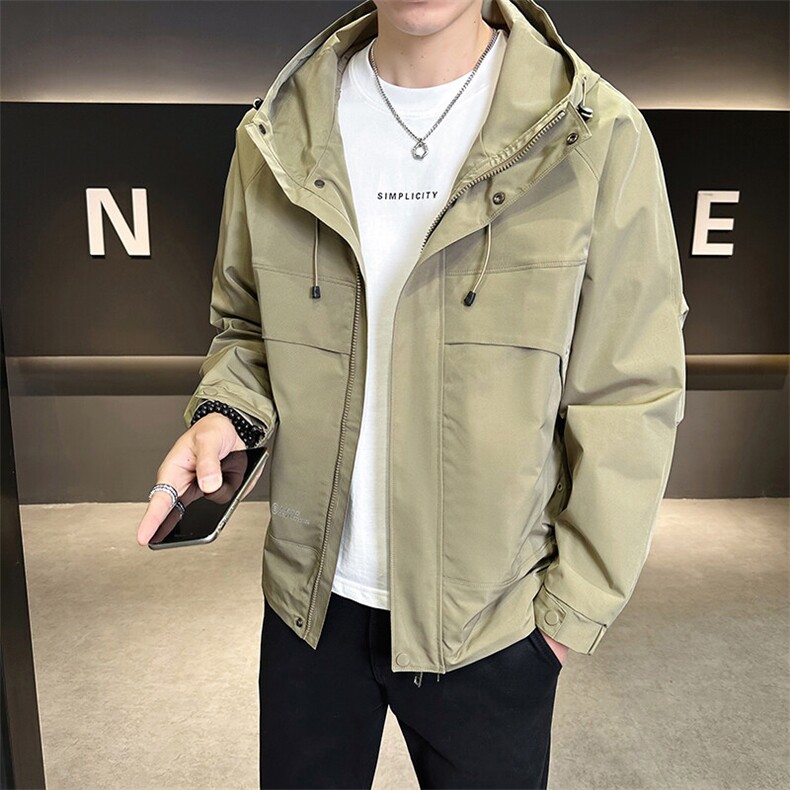 新款户外休闲冲锋衣连帽外套男士潮牌工装美式多口袋夹克2522-P60图片