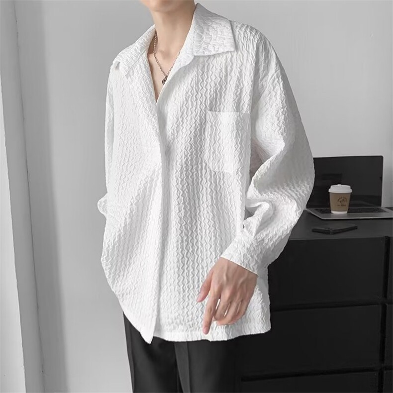 衬衫长袖男ins潮流衬衣男港风痞帅外套设计感小众高级感CS768-P35,男装衬衫,星座1008-1