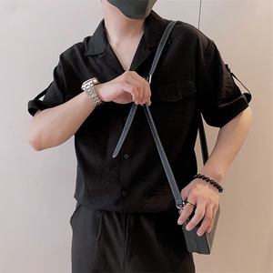 8949/P58控88夏季小伙高级感暗黑风工装开衫男士短袖T恤上衣黑首1