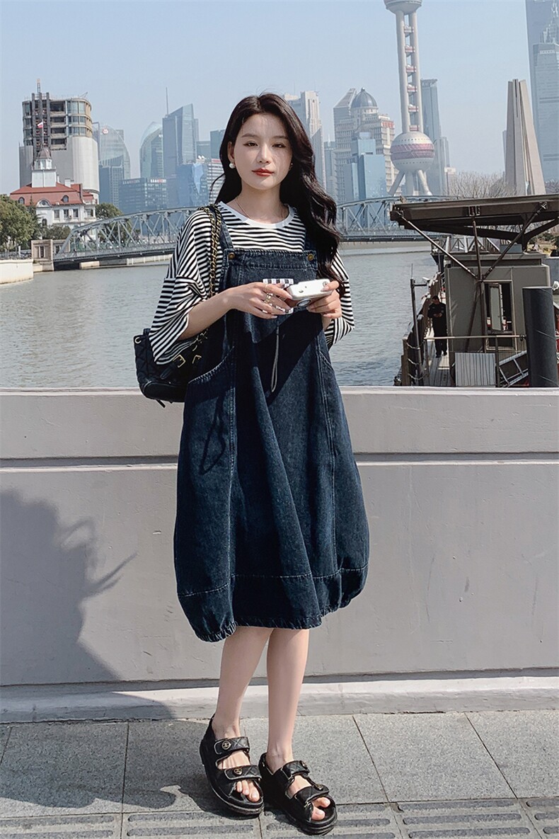 春现减龄简约花苞裙牛仔灯笼裙套装B190-F8707-P105-K158-T40-k1,女装套装/套裙,2B190