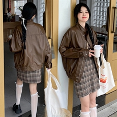 现货2024新美拉德穿搭口碑仿羊皮宝藏私服C位复古皮衣外套女秋冬，女装皮衣，美拉德工厂直营店