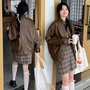 现货2024新美拉德穿搭口碑仿羊皮宝藏私服C位复古皮衣外套女秋冬图片
