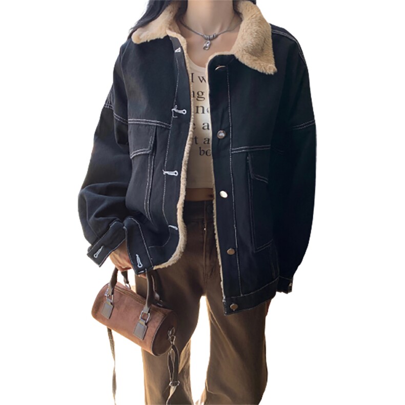 韩版牛仔外套加绒加厚宽松百搭秋冬时尚短款棉服C506-90,男装工装外套,星座911-2(原星座613-2）