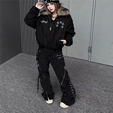 美式复古解构工装牛仔裤男女拼接设计感小众潮流长裤子，男装牛仔裤，星座506A