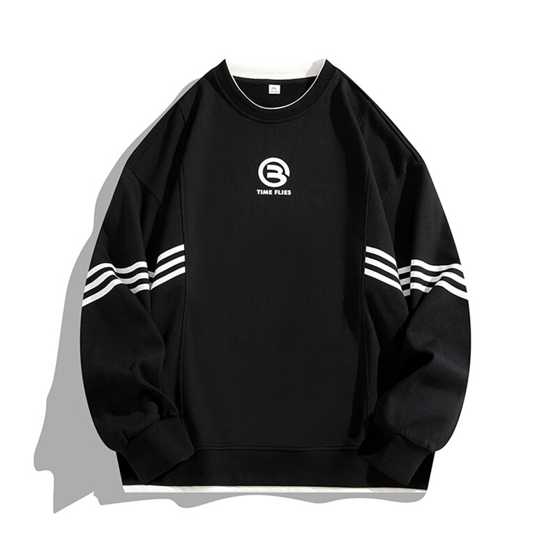 美式条纹圆领卫衣男秋潮牌情侣休闲百搭打底衫A436-MX010-P45，男装T恤，电商A436