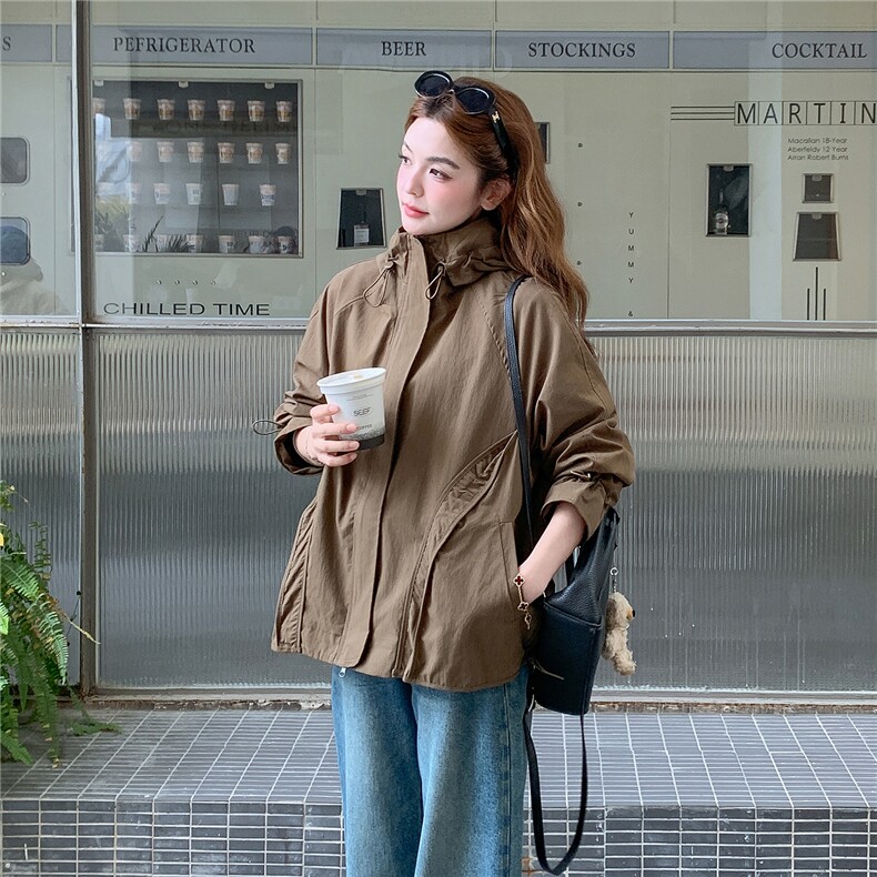 2026年春季连帽休闲宽松时尚百搭外套,女装短外套,文熹诺