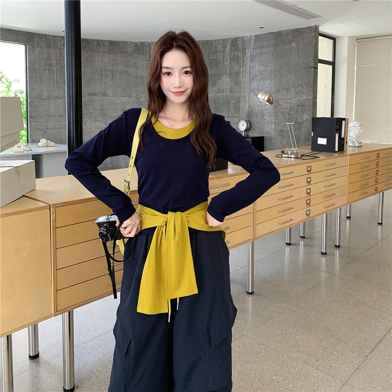 新品现货~藏青色T恤工装休闲裤套装配披肩5105-P150-K228,女装套装/套裙,2C126