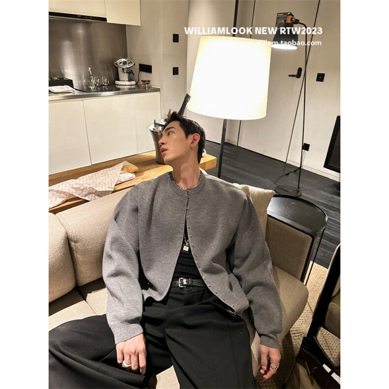 【有货】DGT9-P88秋冬高级感金属钉扣针织开衫毛衣外套男百搭上衣,男装针织衫/毛衣,星座603-2