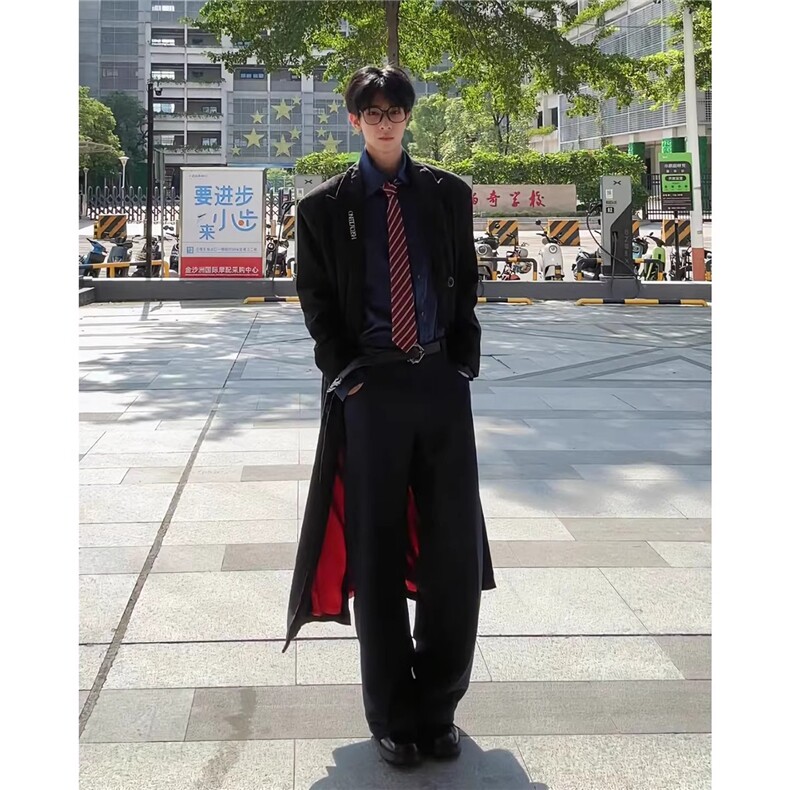 【现货】长款秋冬韩版毛呢大衣宽松高级感外套DY05018P125,男装毛呢大衣,星座1004（原星座815-3）