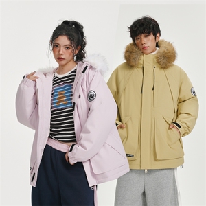 CC929-P130 冬季户外工装毛领棉衣连帽棉服中性情侣防风外套大码图片