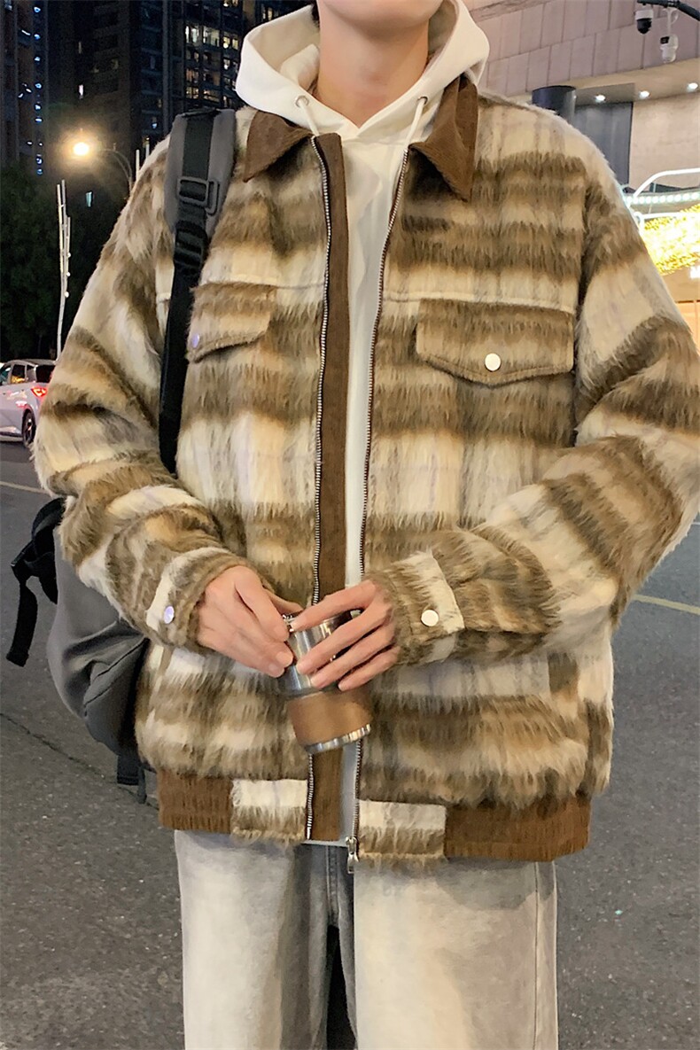 夜景小香风格子大衣男冬季复古潮牌呢子外套上衣F1237特P90,女装短外套,星座309（原A406）
