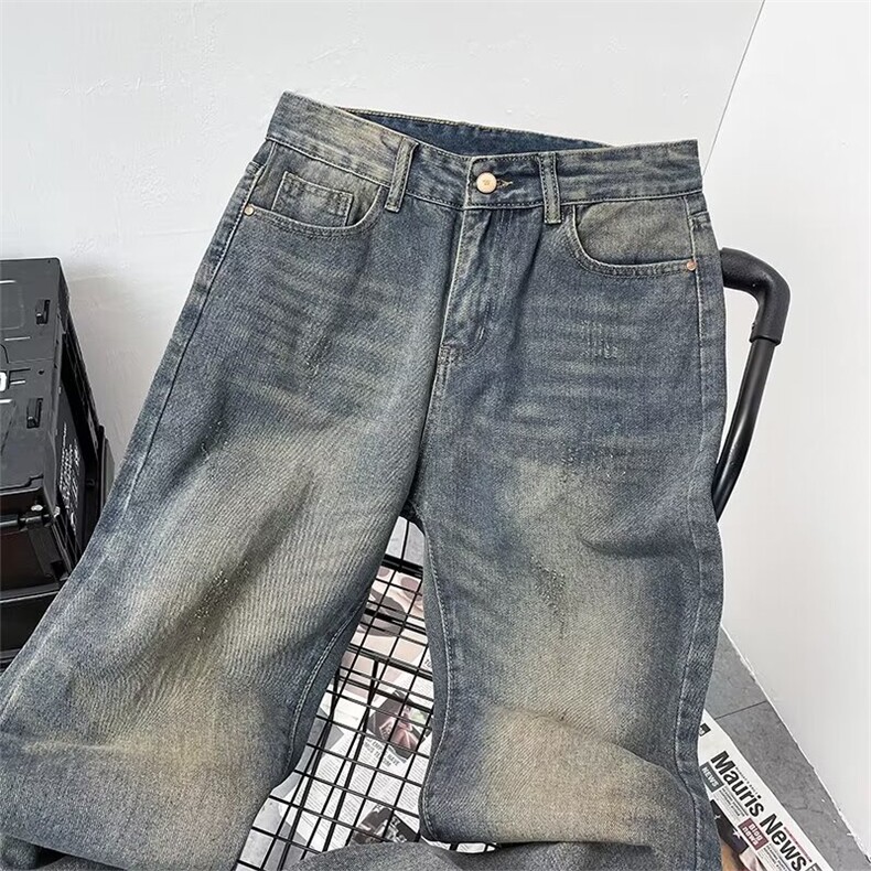 美式高街宽松直筒水洗百搭牛仔裤男潮牌ins阔腿长裤春季A1122-P48,男装牛仔裤,星座1008