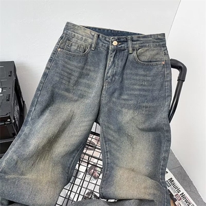 美式高街宽松直筒水洗百搭牛仔裤男潮牌ins阔腿长裤春季A1122-P48图片