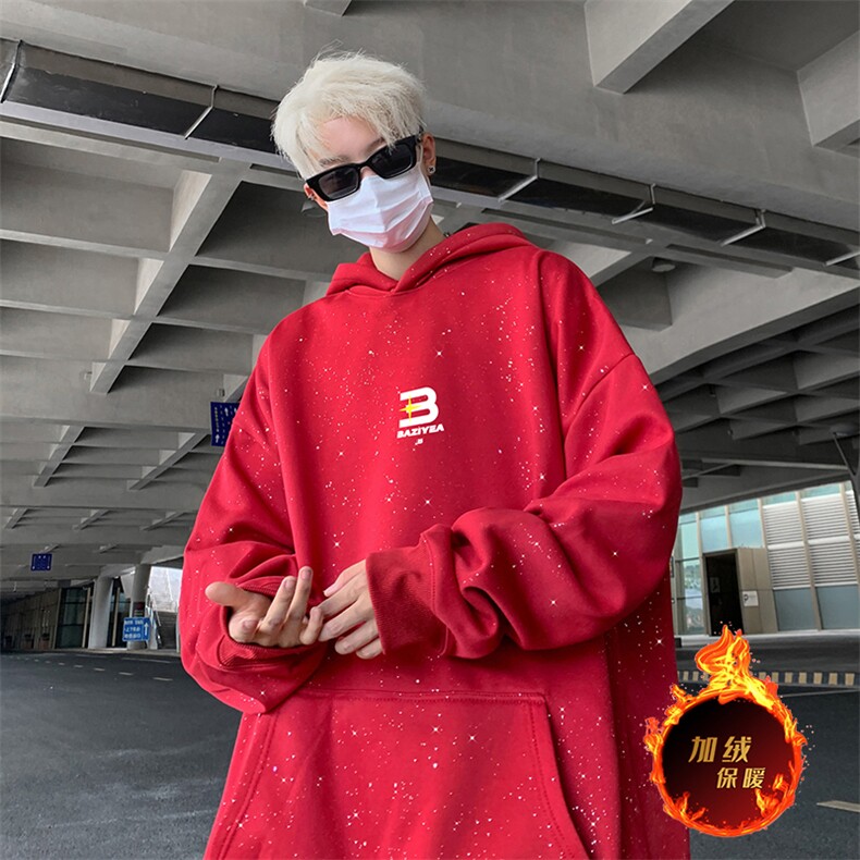 抖音得物高品质重磅全棉二开支持退换360克满天星连帽卫衣1023,男装卫衣,电商A486