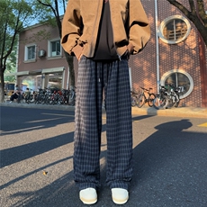 A429-YK338-特批48呢料质感宽松柔软慵懒风格子裤，男装休闲裤，电商A429