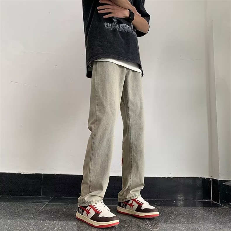 美式牛仔裤男春秋新款休闲半松紧腰直筒裤N2215P43,男装牛仔裤,星座1116-2