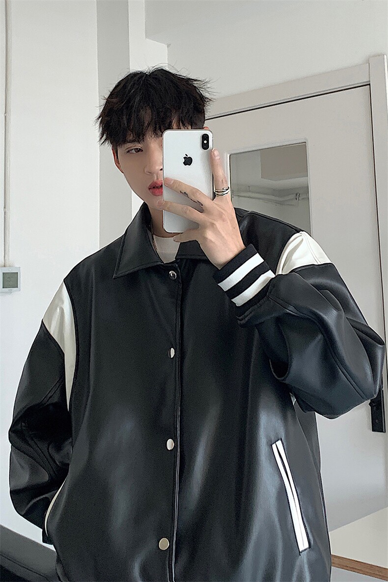 2023/秋装美式复古翻领机车皮衣棒球服夹克外套B289-1-JK05-P120,男装夹克,电商B289-1