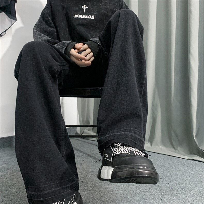 春季新款美式复古vibe裤子ins高街潮水洗黄泥染牛仔裤男N0932-P40,男装牛仔裤,星座308B-1