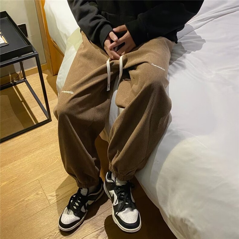 工装裤2023新款春秋季男装垂感港风情侣直筒裤K09512-P45,男装休闲裤,星座308B-1