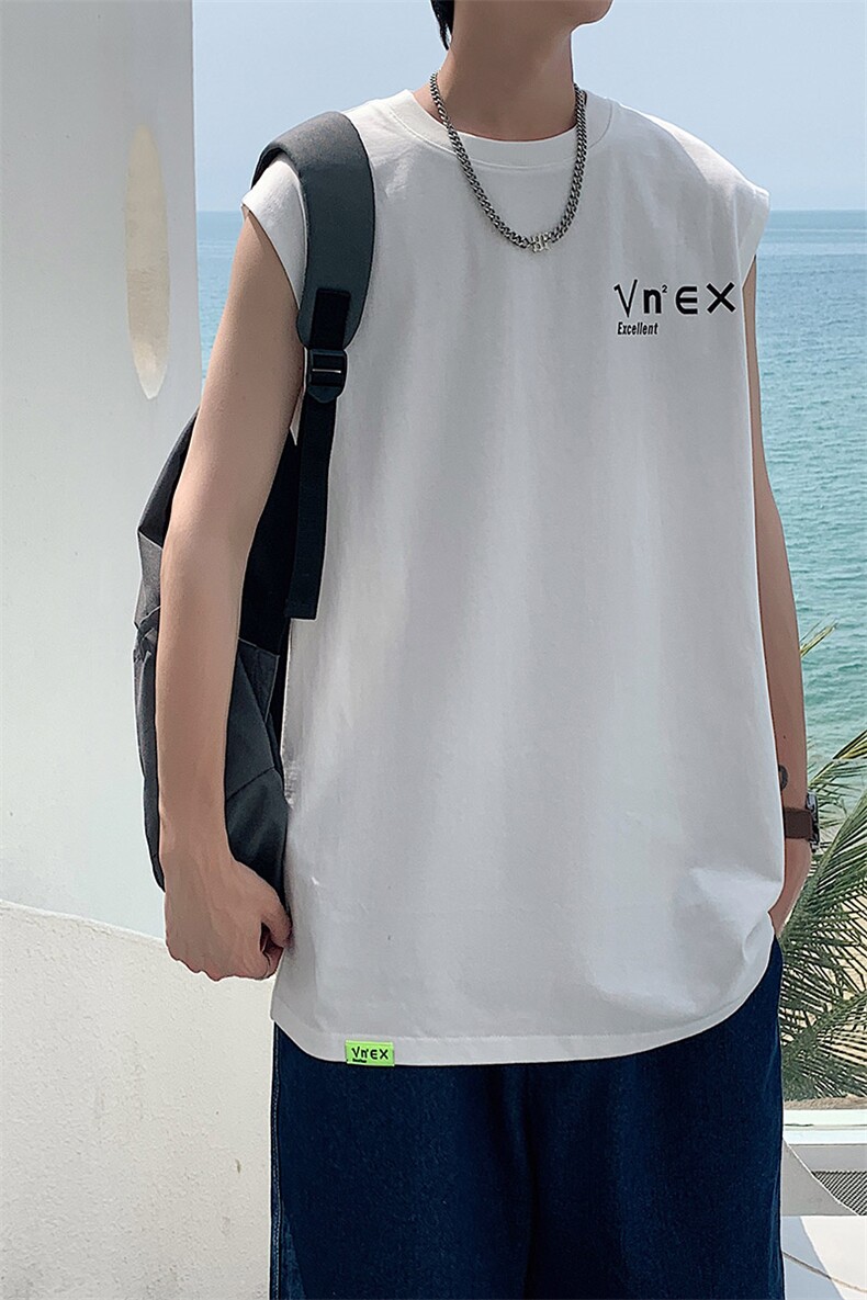 夏季港风t恤男宽松大码纯棉运动背心坎肩潮牌无袖BX007P25,男装背心/马甲,星座1204-3