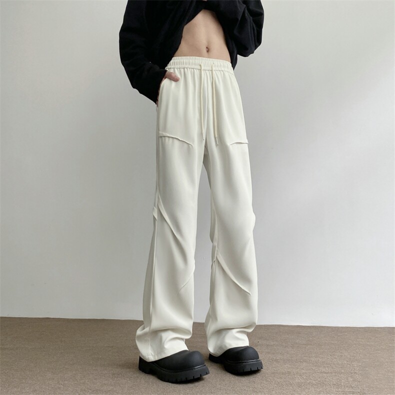 褶皱微喇垂感西裤夏季冰丝凉感高级感休闲长裤504-K199-TP45控78图片